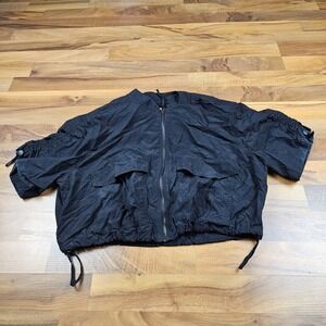 Democracy Cropped Bomber Jacket Black S Utility Drawstring